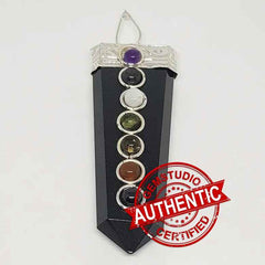 Black Banded Agate 7 Chakra Pencil Pendant