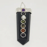 Black Banded Agate 7 Chakra Pencil Pendant