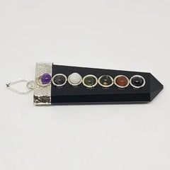 Black Banded Agate 7 Chakra Pencil Pendant