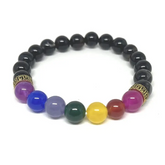 Black Banded Agate Onyx 7 Chakra Bracelet