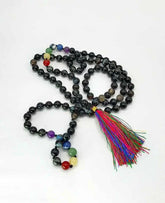 Black Banded Agate Onyx 7 Chakra Mala