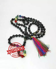 Black Banded Agate Onyx 7 Chakra Mala