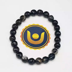 Black Banded Agate Onyx Diamond Cut Bracelet