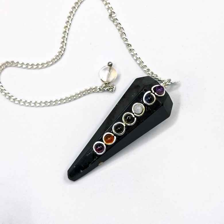 Black Tourmaline 7 Chakra Dowsing Pendulum
