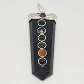 Black Tourmaline 7 Chakra Pencil Pendant