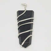 Black Tourmaline Spiral Pencil Pendant