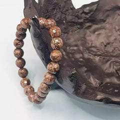Brown Snowflake Obsidian Diamond Cut Bracelet