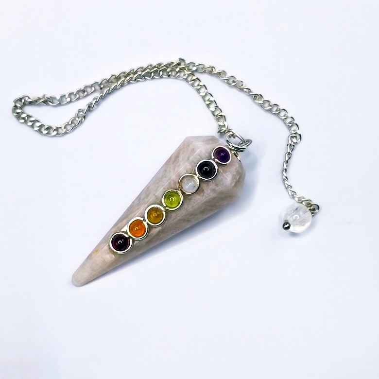 Cream Moonstone 7 Chakra Dowsing Pendulum
