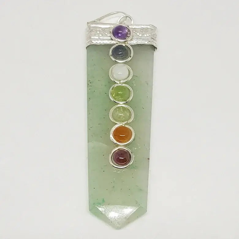 Green Aventurine 7 Chakra Pencil Pendant