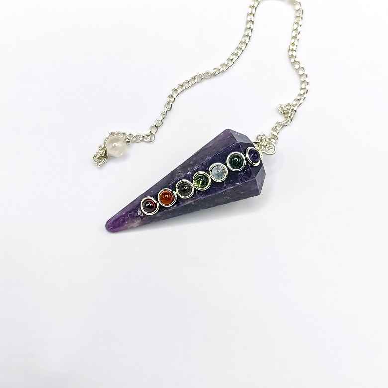 Lepidolite 7 Chakra Dowsing Pendulum
