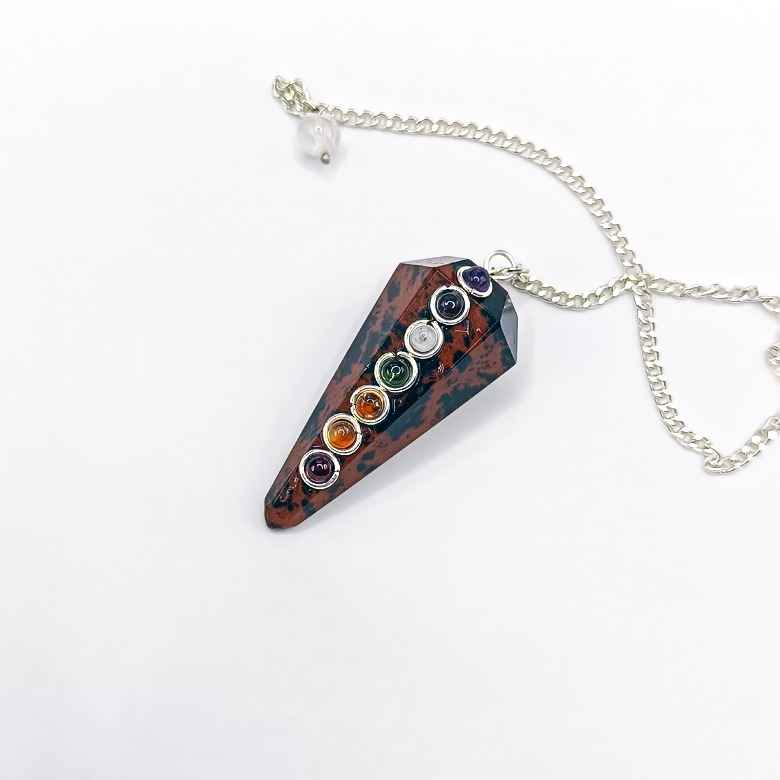 Mahogany Obsidian 7 Chakra Dowsing Pendulum