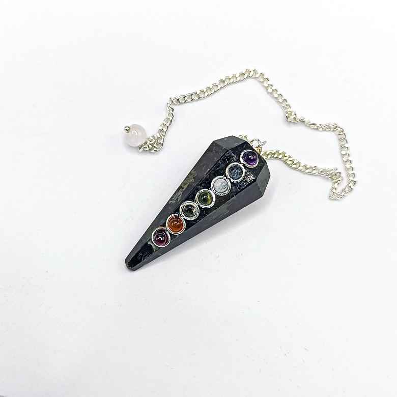 Nuummite 7 Chakra Dowsing Pendulum