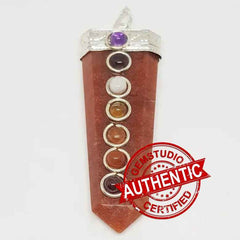 Red Aventurine 7 Chakra Pencil Pendant