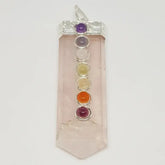 Rose Quartz 7 Chakra Pencil Pendant