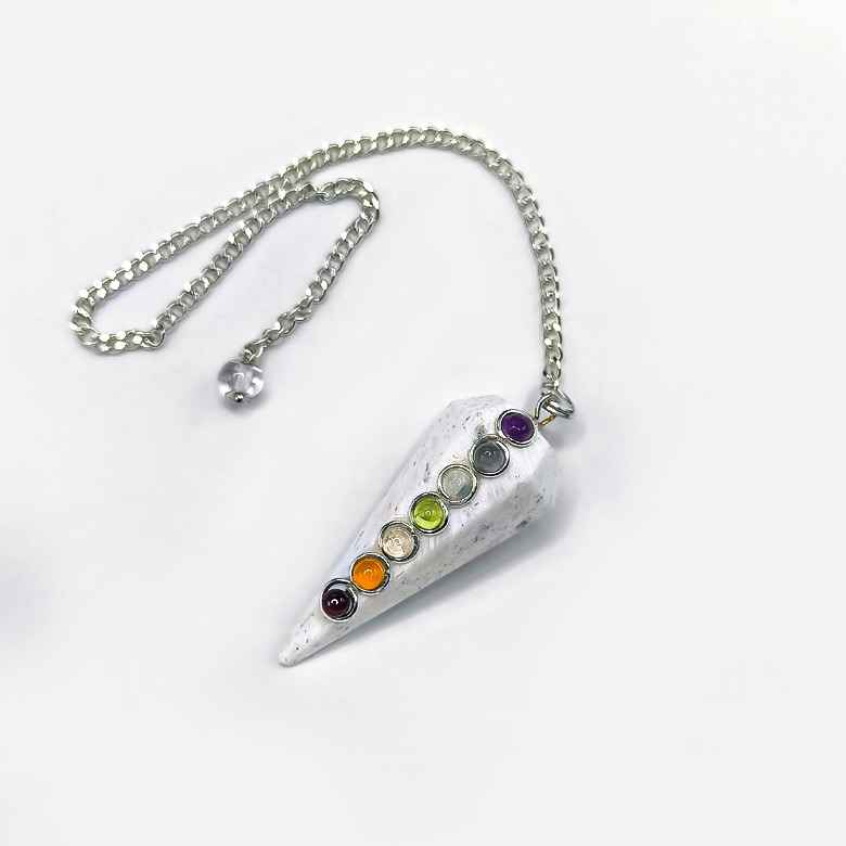 Scolecite 7 Chakra Dowsing Pendulum