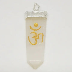 Selenite Om Pencil Pendant