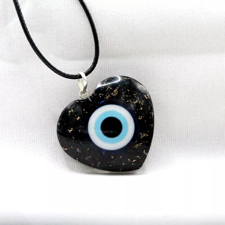 Shungite Evil Eye Heart Shaped Pendant