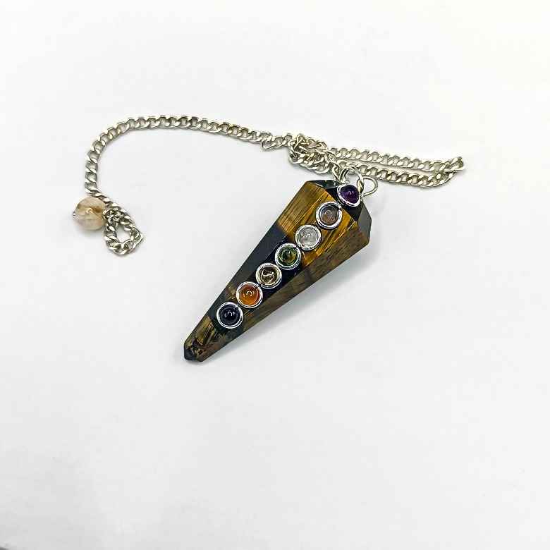 Tiger Eye 7 Chakra Dowsing Pendulum