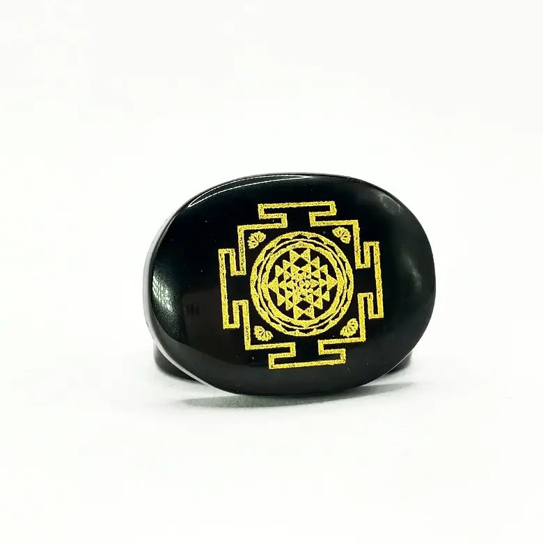 Black Agate Shree Yantra Coin