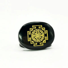 Black Agate Shree Yantra Coin