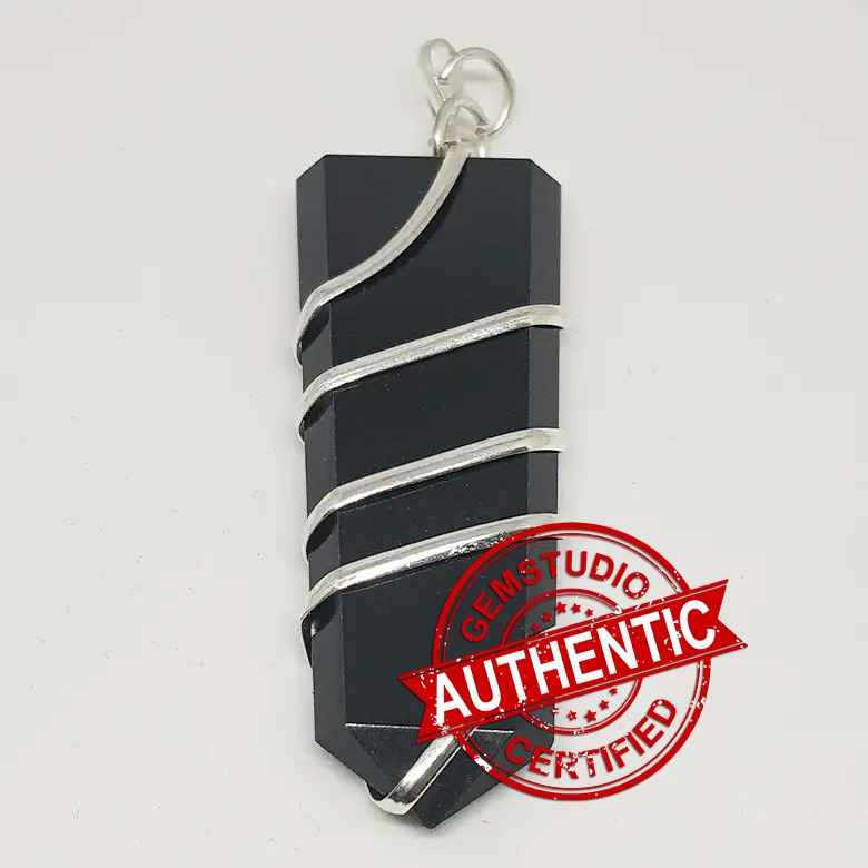 Black Agate Spiral Pencil Pendant