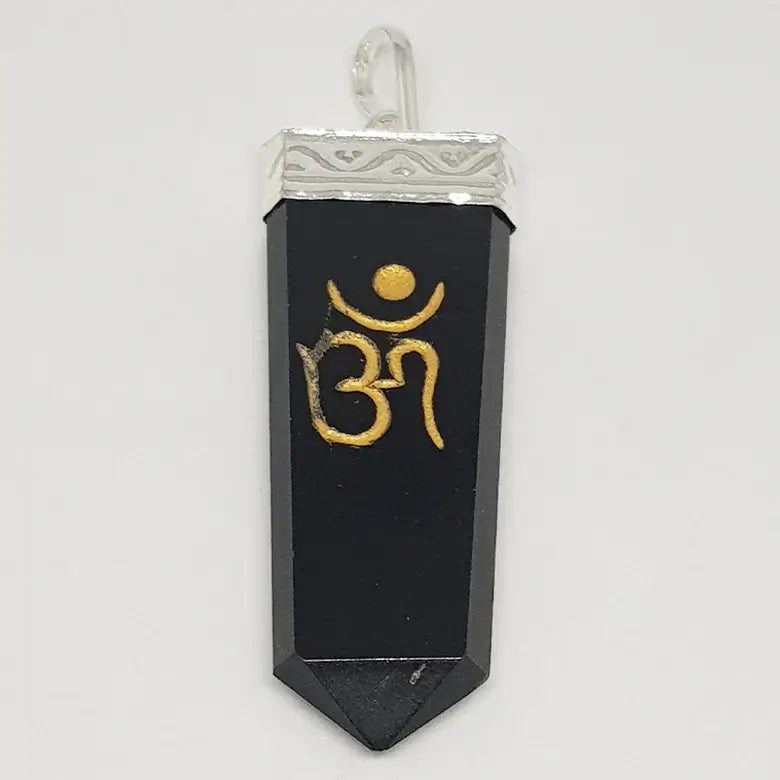 Black Banded Agate Om Pencil Pendant