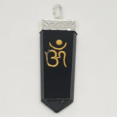 Black Banded Agate Om Pencil Pendant