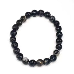 Black Banded Agate Onyx Diamond Cut Bracelet