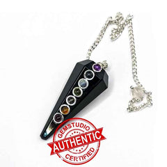 Black Tourmaline 7 Chakra Dowsing Pendulum