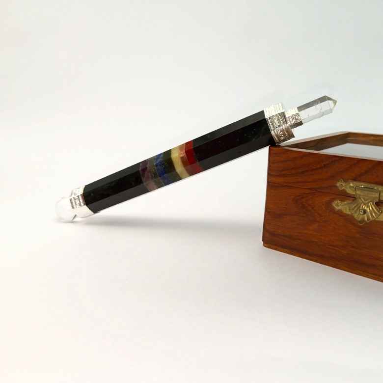 Black Tourmaline 7 Chakra Healing Stone Wand
