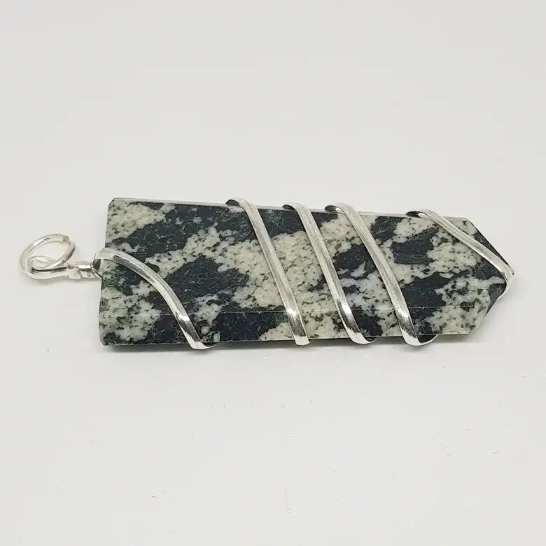 Black White Tourmaline Spiral Pencil Pendant