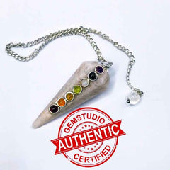 Cream Moonstone 7 Chakra Dowsing Pendulum