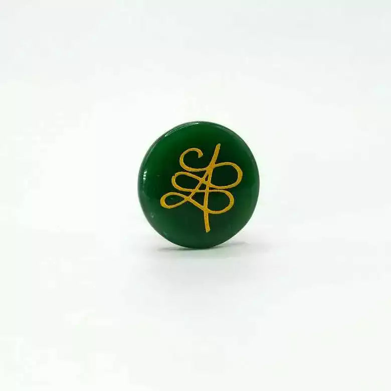 Green Aventurine Zibu Symbol Coin