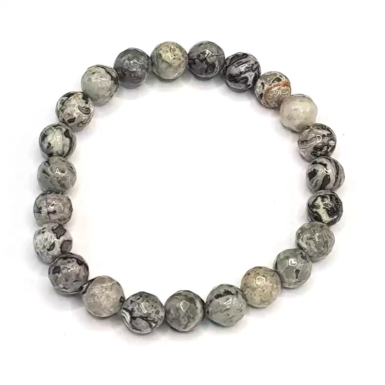 Grey Jasper Diamond Cut Bracelet
