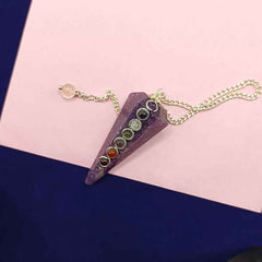 Lepidolite 7 Chakra Dowsing Pendulum