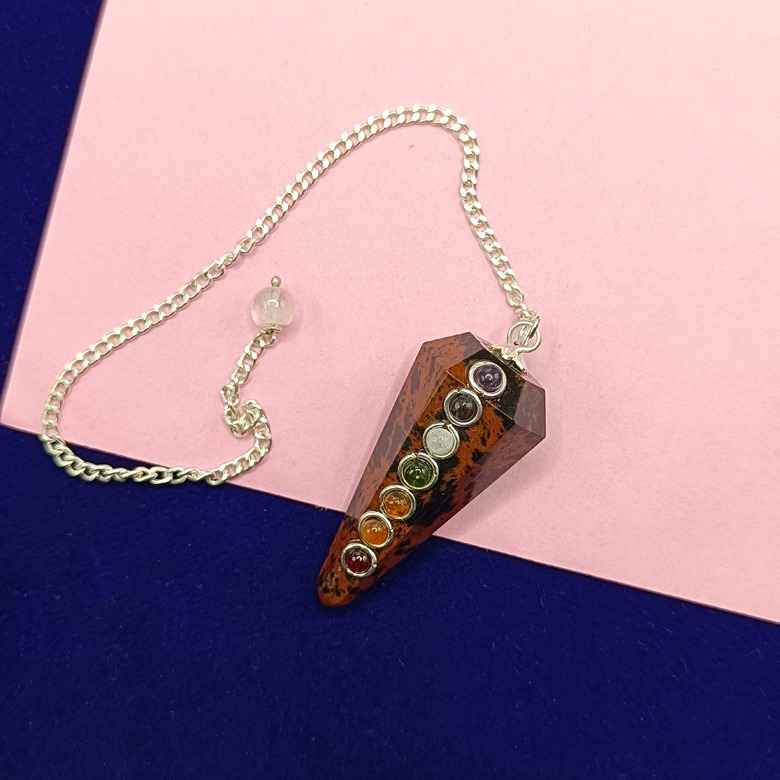 Mahogany Obsidian 7 Chakra Dowsing Pendulum