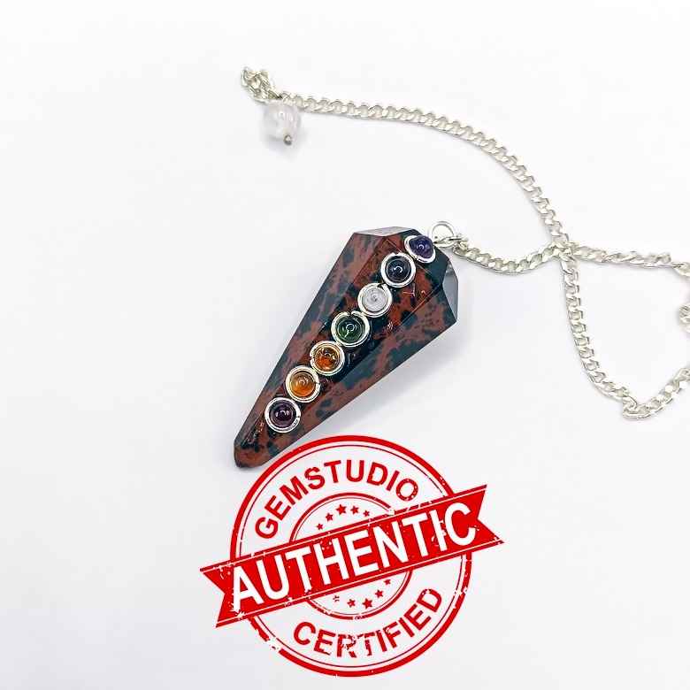 Mahogany Obsidian 7 Chakra Dowsing Pendulum