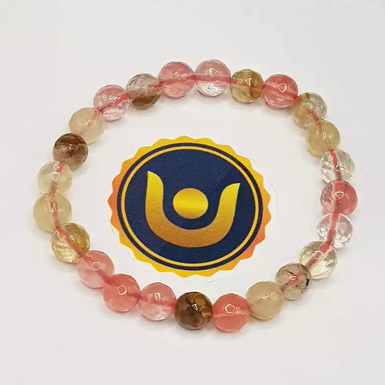 Multi Cherry Quartz Diamond Cut Bracelet