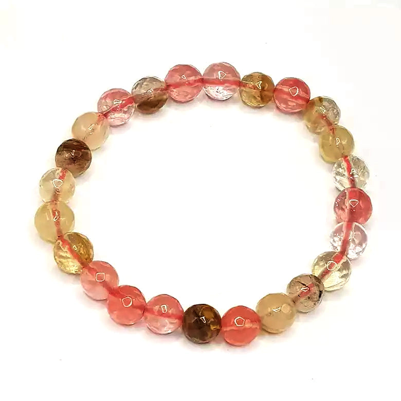 Multi Cherry Quartz Diamond Cut Bracelet