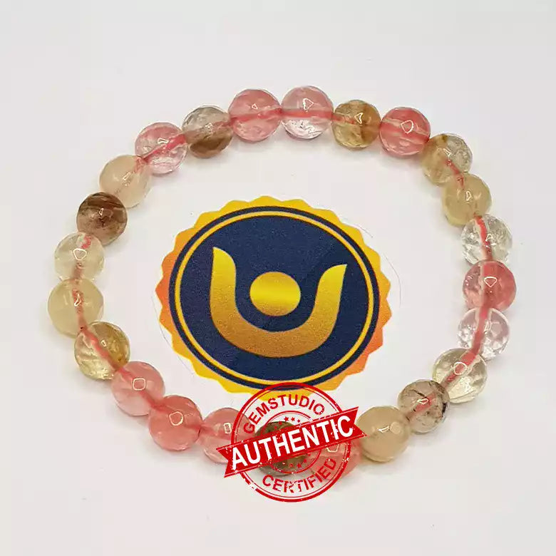 Multi Cherry Quartz Diamond Cut Bracelet