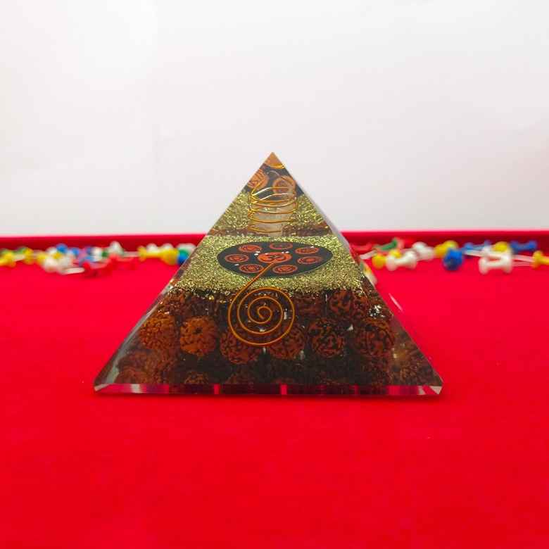 Om Orgone Pyramid with Rudraksha Beads Big