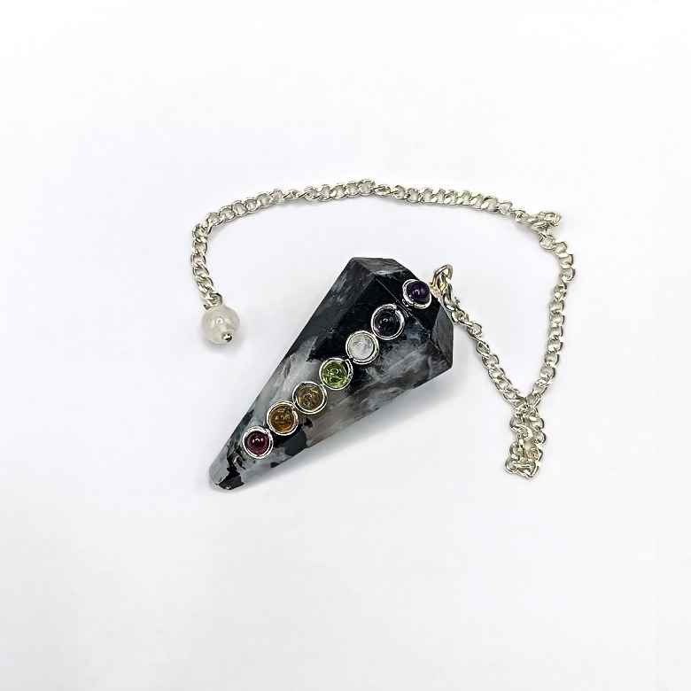 Rainbow Moonstone 7 Chakra Dowsing Pendulum