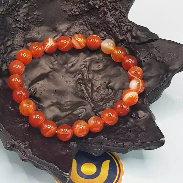 Red Banded Agate Onyx Bracelet