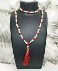 Red Coral and White Pearl Mala
