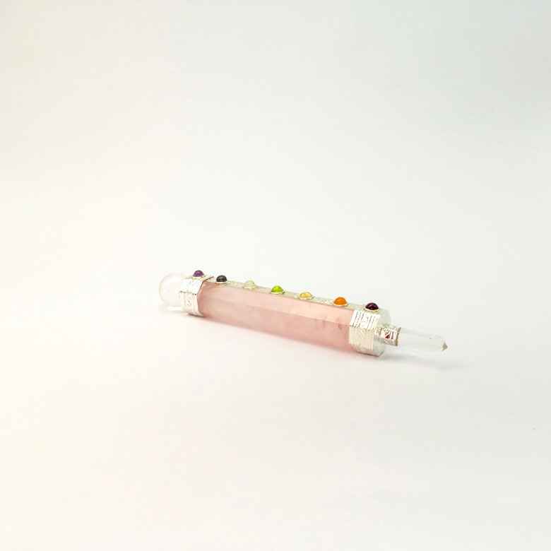 Rose Quartz 7 Chakra Healing Stone Wand
