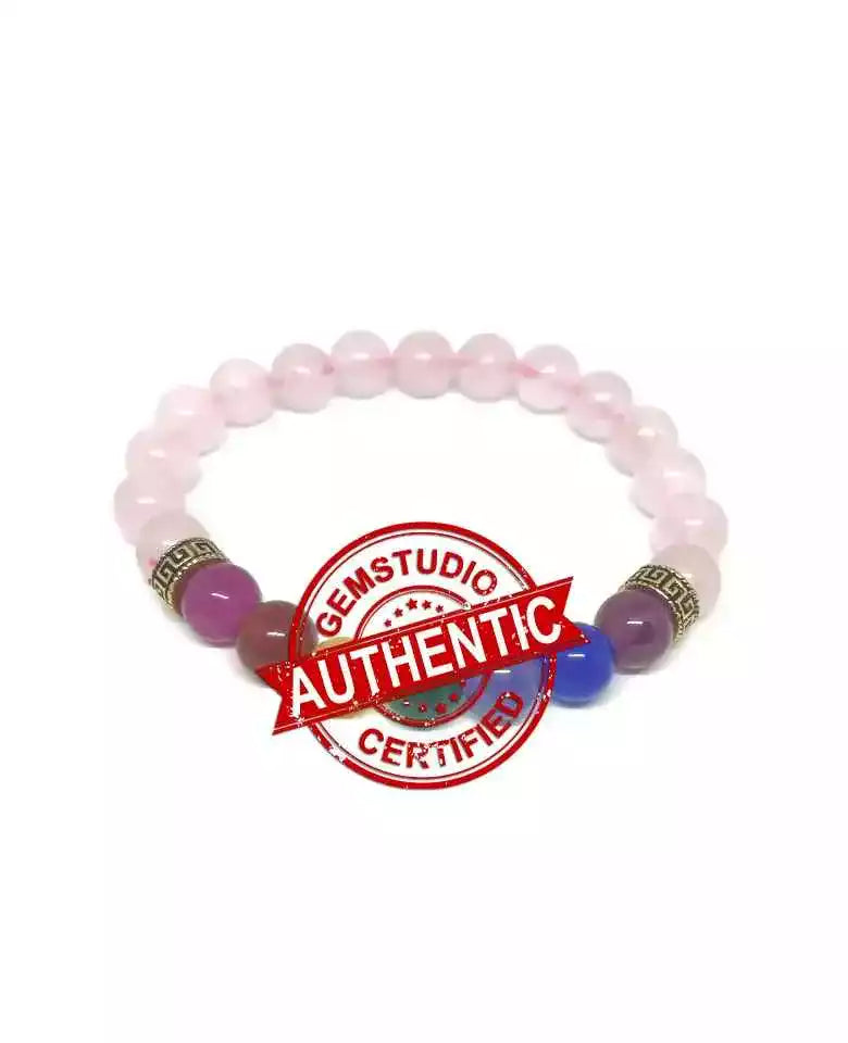 Rose Quartz 7 Chakra Bracelet