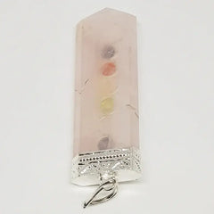 Rose Quartz 7 Chakra Pencil Pendant