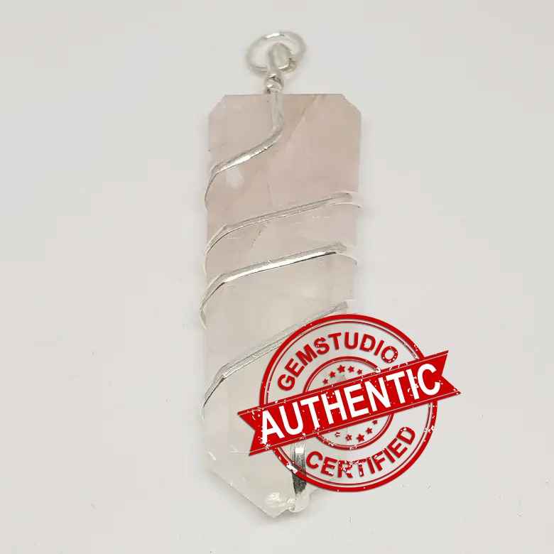 Rose Quartz Spiral Pencil Pendant