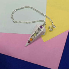 Scolecite 7 Chakra Dowsing Pendulum