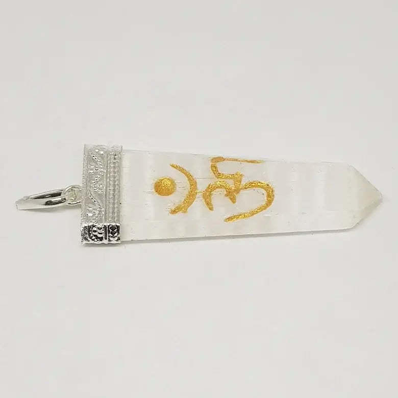 Selenite Om Pencil Pendant